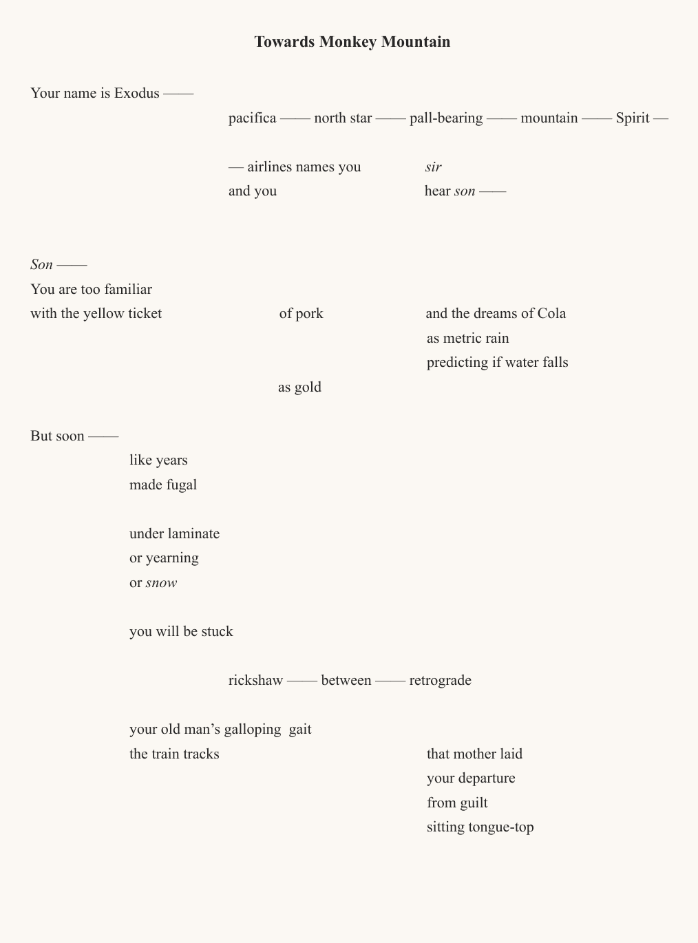 Towards Monkey Mountain, page 1